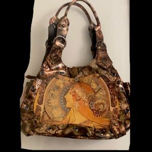 Sharif leather bag with painted astrological design